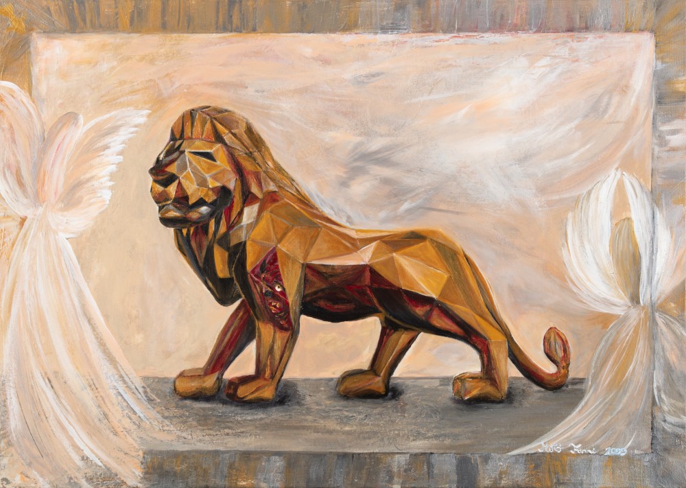 Fanni Mikó - Paintings - THE GOLDEN LION - 2023, ACRYLIC, CANVAS - 50 X 70 - SOLD
