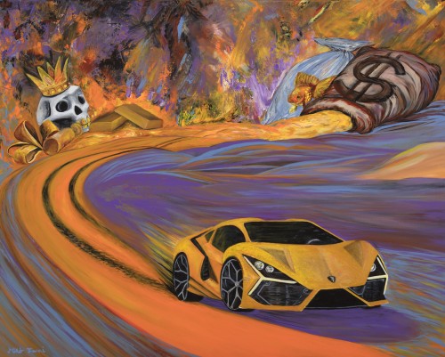 Fanni Mikó - Paintings - LAMBORGHINI - 2023, ACRYLIC, CANVAS - 80 X 100
