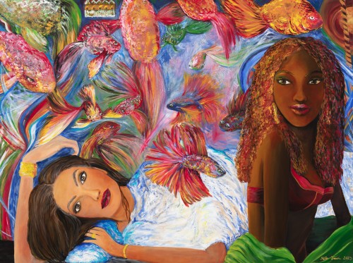 Fanni Mikó - Paintings - FEMALES AND BETTAS - 2023, ACRYLIC, CANVAS - 90 X 120