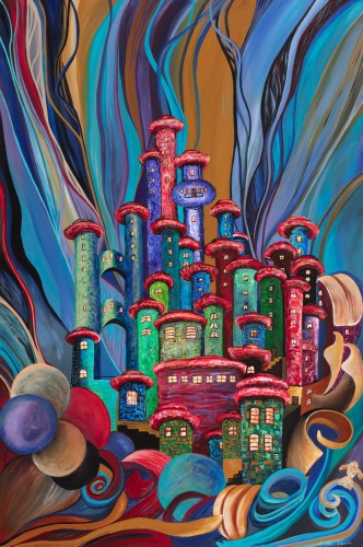 Fanni Mikó - Paintings - FLOATING CITY - 2024, ACRYLIC, CANVAS - 120 X 80