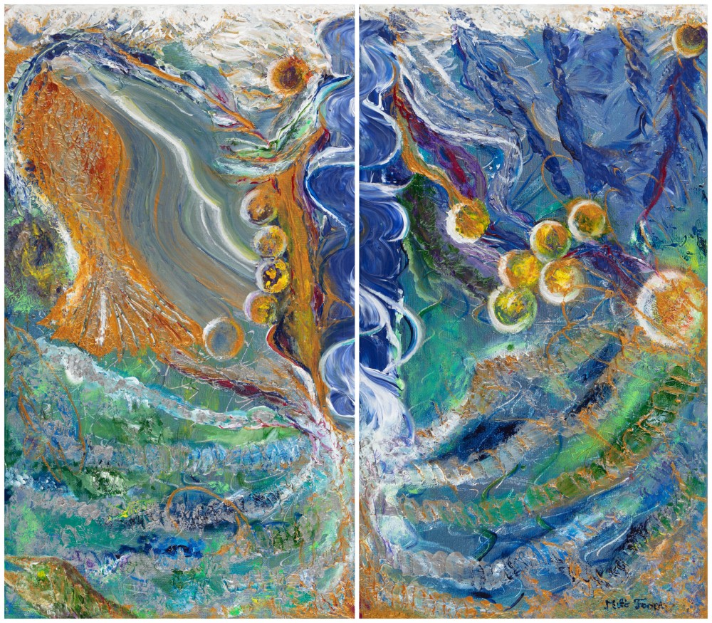 Fanni Mikó - Paintings - UNDERWATER - 2023, ACRYLIC, CANVAS - 70 X (2 X40)