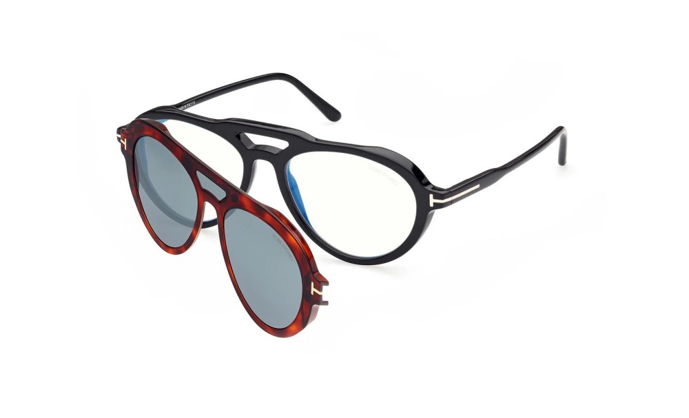 Tom Ford - Optical frames - FT5760-B Clip-on - 001 - 55 - WITH BLUE-VIOLET LIGHT FILTER LENSES