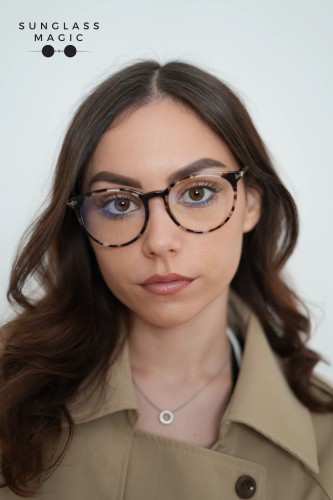 Tom Ford TF5575-B - 055 - 51 - WITH BLUE-VIOLET LIGHT FILTER LENSES Optical frames Havanna Round