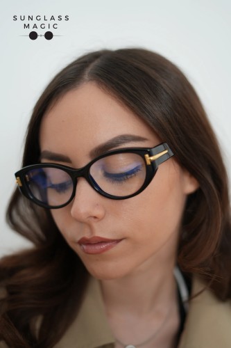 Tom Ford TF6031-F-B ICON COLLECTION - 001 - 54 - WITH BLUE-VIOLET LIGHT FILTER LENSES Optical frames Black Cat Eye