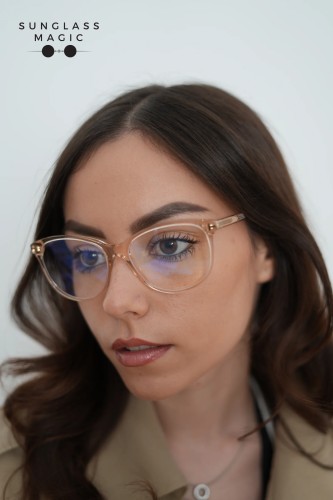 Tom Ford TF5544-B - 072 - 55 - WITH BLUE-VIOLET LIGHT FILTER LENSES Optical frames Brown Cat Eye