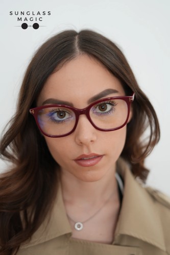 Tom Ford TF6089-B - 069 - 54 - WITH BLUE-VIOLET LIGHT FILTER LENSES Optical frames Burgundy Pillow (Rounded)