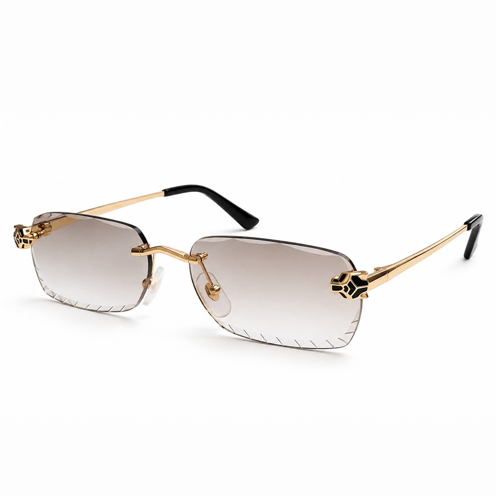 Cartier CT0448O with Diamond-Cut Lenses – Custom-Made - 001 - 54 - WITH PHOTOCROMIC LENS Sunglasses Gold Square