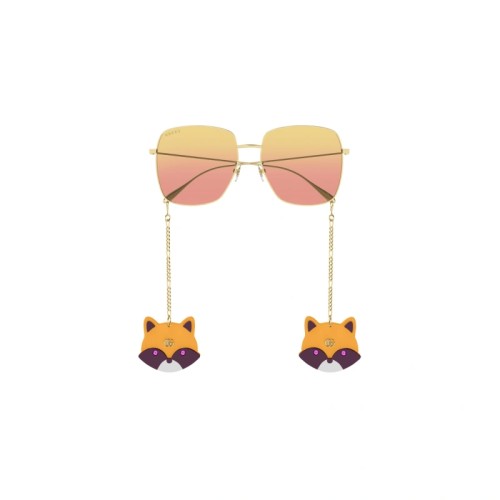 Gucci GG1031S WITH CHAIN - 005 - 59 Sunglasses Gold Square