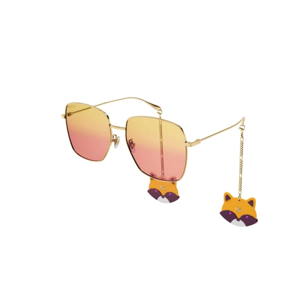 Gucci GG1031S WITH CHAIN - 005 - 59 Sunglasses Gold Square